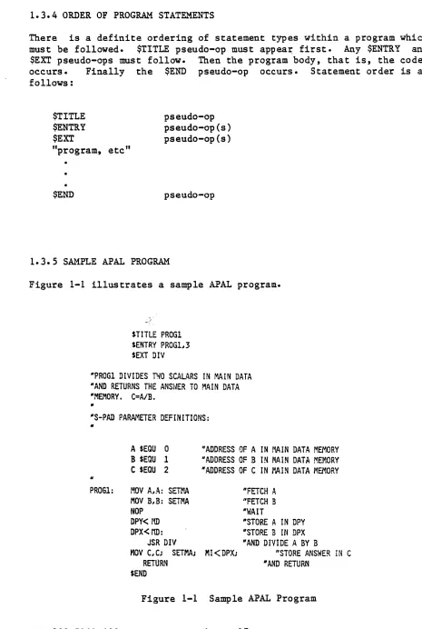 Figure 1-1 illustrates a sample APAL program. 