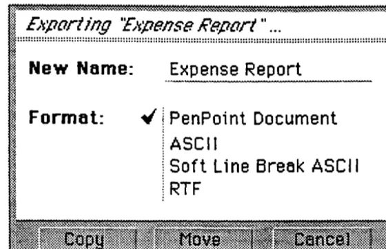Figure 12: Export Note for Move 