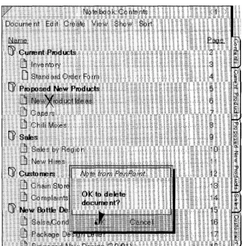 Table Or, select the document in the of Contents and choose Delete from the Edit menu