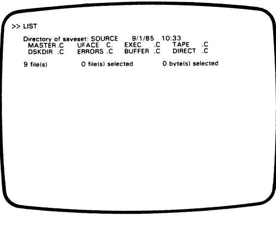 Figure 5-3. Save Set Listed 