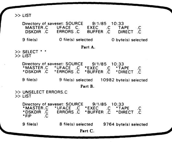 Figure 6-2. Typical Save Set Directory 