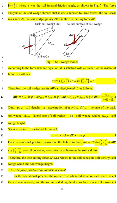 Fig. 7. Soil wedge model