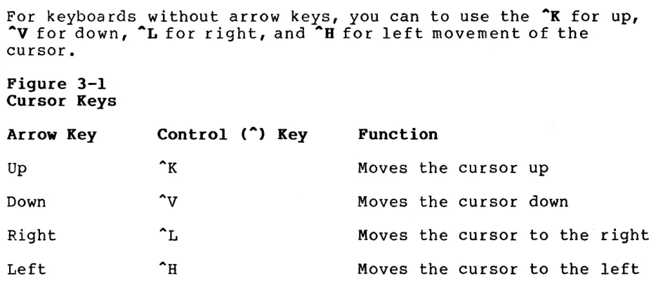 Figure 3-1 Cursor Keys 