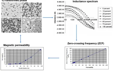 Figure 4. The amount of ferrite phase in a two phase austenite and ferrite microstructure  is linked with steel’s low field magnetic permeability, which is deduced from the ZCF measured by the inductance sensors