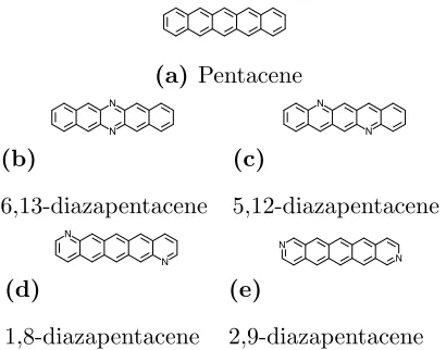 FIG. 2 – Dopant molecules considered as part of this study. For brevity, each diazapentacene