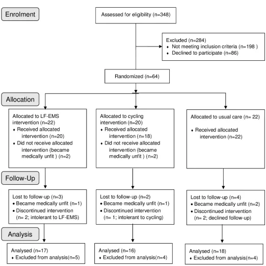 Fig 1. CONSORT (consolidated standards of reporting trials) diagram. LF-EMS, low frequency electrical muscle stimulation.