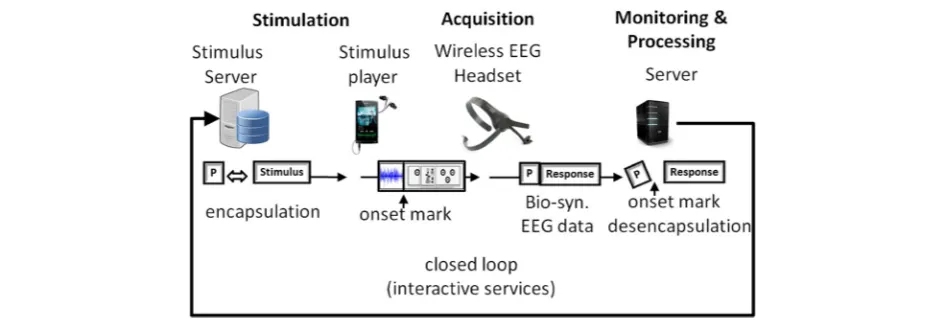 Fig. 6 The auditory 40-Hz phenomenon. The figure shows four auditorymiddle-latency responses to four tone-pips presented at a rate of 40 Hz(25 ms time interval)