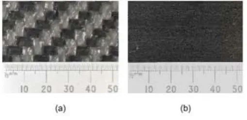 Figure 6: Materials tested: (a) 12k 2x2 Twill thermoset prepreg. (b) 15k unidirectional thermoset prepreg