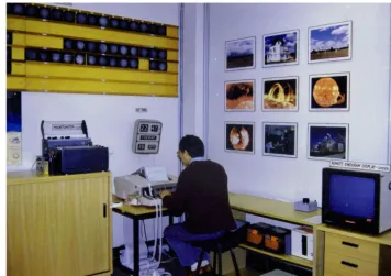 Figure 3. A partial view of the warning centre showing the central communications system – the telex.