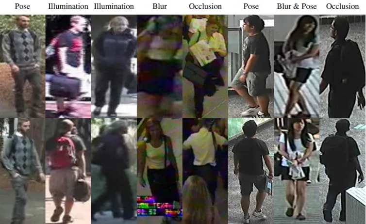 Figure 1: Examples of various images from the VIPeR [1], QMUL GRID [2,3, 4] and CUHK03 [5] data sets