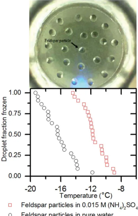 Fig.5schel and Valifor the present study were calculated from the di(NHComparison of shifts in true supercooling induced by4)2SO4, NH4Cl and NaCl in droplets containing kaolin from Rei-23 with shifts for BCS 376 feldspar from this study