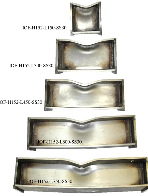 Fig.  5. Failure modes of internal one-flange (IOF) loading test specimens. 