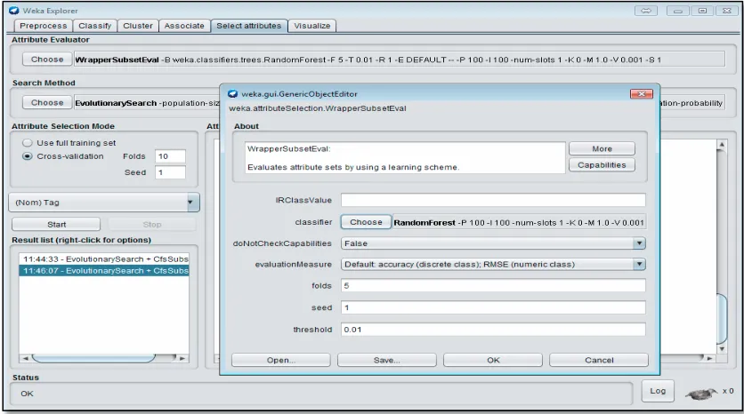Figure 5.3: Process of selecting features using WBSE 