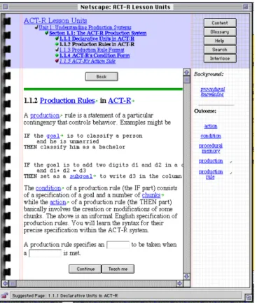 Figure 3: An example of course material shown in InterBook in the Netscape Browser [28] 