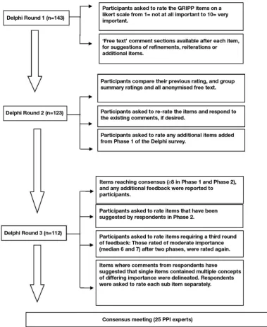 Figure 1 The consensus delphi exercise for GRIPP2. 