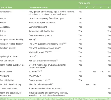 TABLE 8 Outcome measures and delivery time points