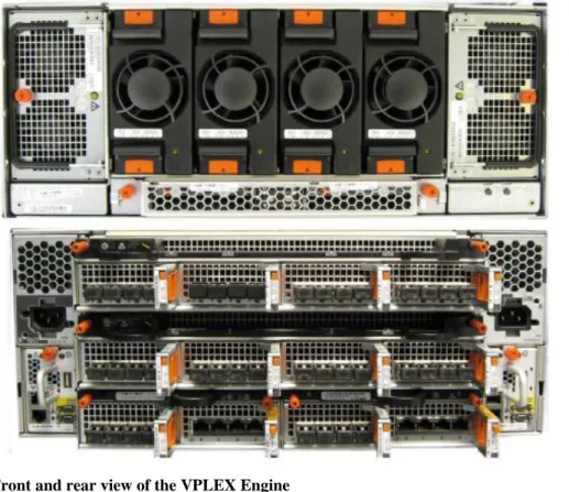Figure 1   Front and rear view of the VPLEX Engine