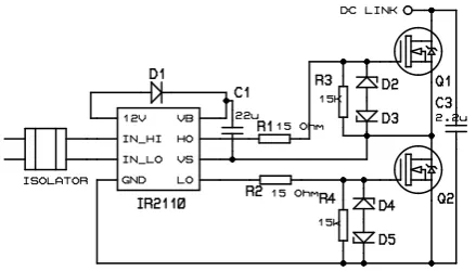 Figure 9: Circuit diagram for the active rectiﬁer - one leg