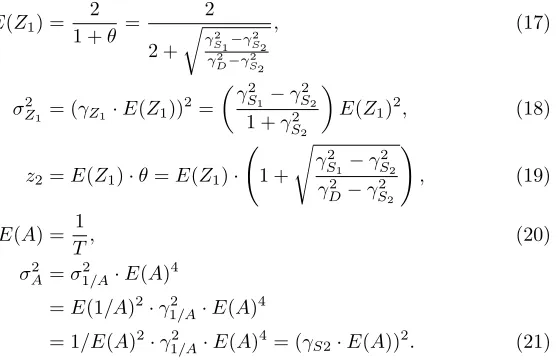 Table 1.Although not necessary to ﬁnd the correlations, one could simulate (or sam-285rameters, which are the mean start thresholdparameters, can be expressed directly in terms of data, namely the three CVs(CVit follows thatmidpointstop, something that is 