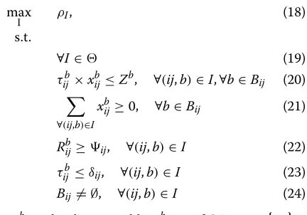 Fig. 4. The requesting OBU pairs, their common avail-able licensed channels, and the network scenario is shownin Fig