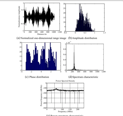 Fig. 12 Simulation of chaff cloud echo. a Normalized one-dimensional range image. b Amplitude distribution