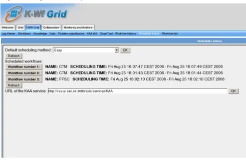 Figure 3 Scheduler Configuration Servlet: main view 