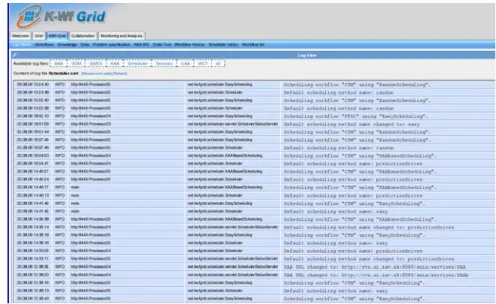 Figure 2 K-WfGrid portal: logged Scheduler messages  2.3. ADVANCED FEATURES 