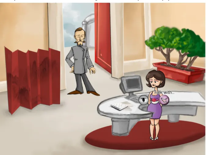 Figure 5. Example of a contextual interaction menu in an <e-Adventure> game 