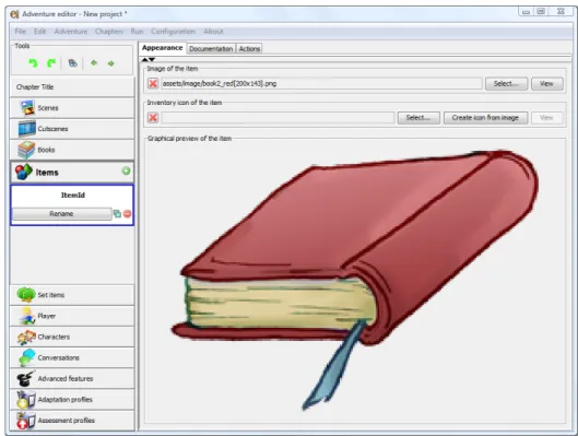 Figure 20. Item edition panel in the “Appearance” tab, when the item has an image attached