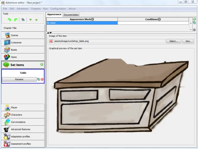 Figure 27. Set-item edition panel in the “Appearance” tab after setting the image