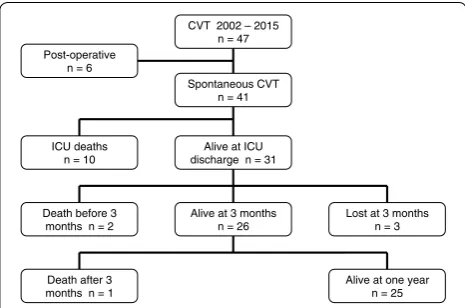 Fig. 1 Flowchart of the CVT cohort along the survey period. Along the 13‑year survey period, 47 patients were recruited