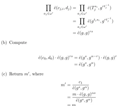 Fig 1. Assigning secret shares to each leaf node in the access tree τ = (T 1 ∧ T 2 ) ∨ (T 3 ∨ T 4 )