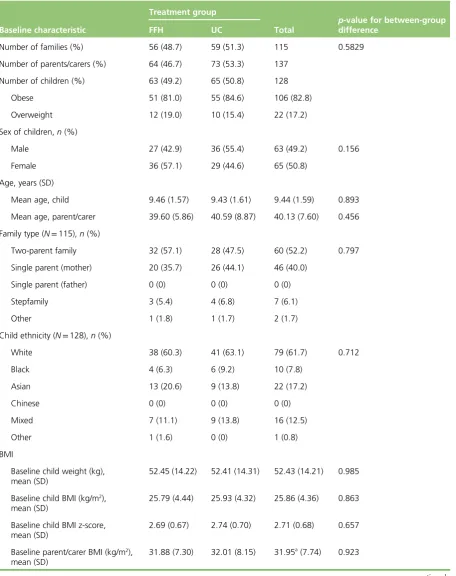 TABLE 9 Baseline characteristics of participating families and children