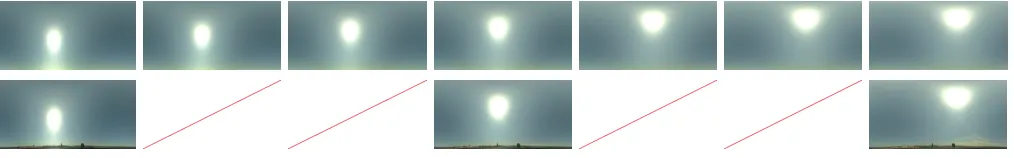 Figure 1: Dynamic sky lighting consisting of environment maps provided by Kider [1].Top: Smoothly changing results generated by our method learned using a sparse set of captures
