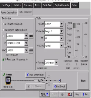 Figure 6.5:  Fluke Optiview Engine Setting for Size  of  Packet  Services  and  Clients  (Real  Network  Experiment) 