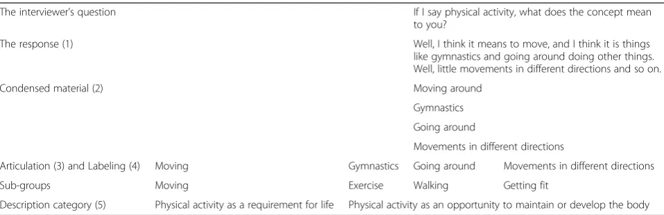 Table 1 Example how the analysis was performed