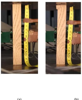 Fig. 5. Compression test of sample B2, (a) before failure and (b) after failure, showing 