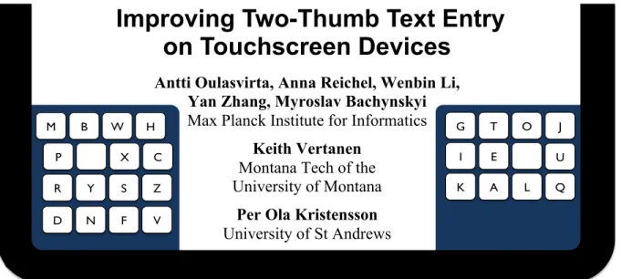 Figure 1. KALQ (pronounced as in “calculated”) is a soft keyboard designed to improve two-thumb text entry on tablet devices