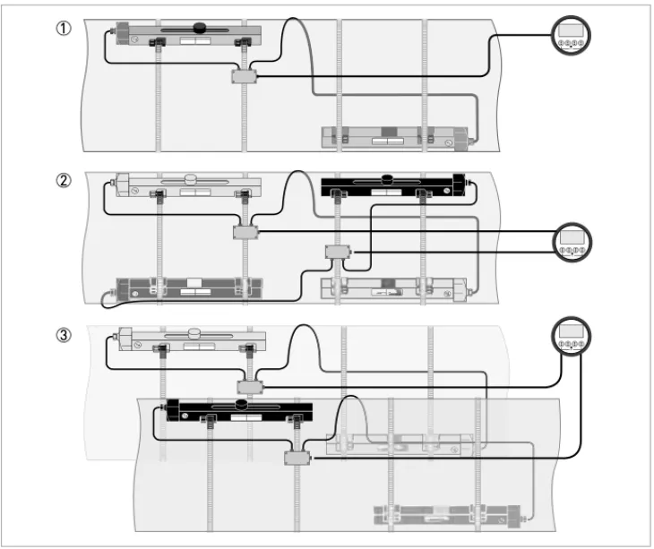 Figure 3-11: Device versions 1  Single pipe, single path 2  Single pipe, dual path 3  Dual pipe