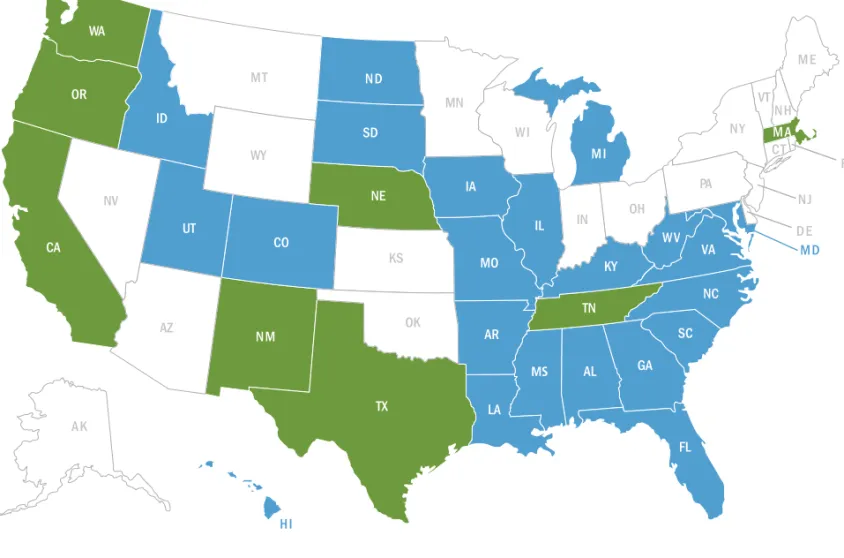 Figure 2: States with state-led online learning programs and initiatives.