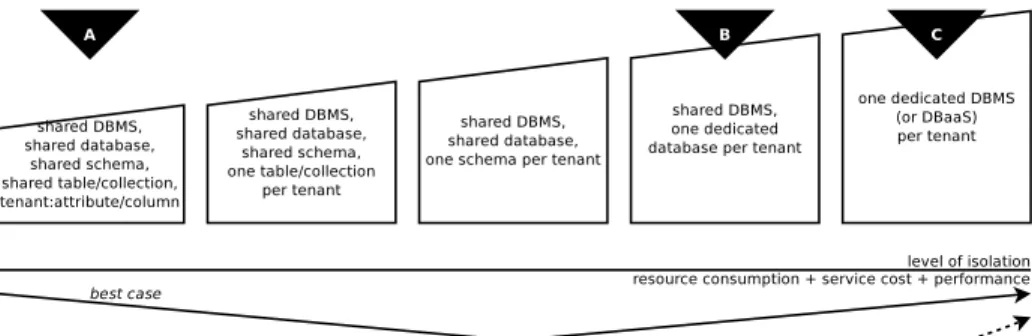 Fig. 9: Model of flexible multi-tenancy configurations for database services, with MongoDB
