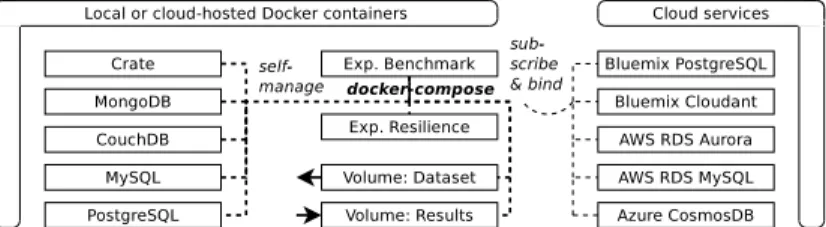 Fig. 3: Orchestrated containers and services as part of the experiment setup