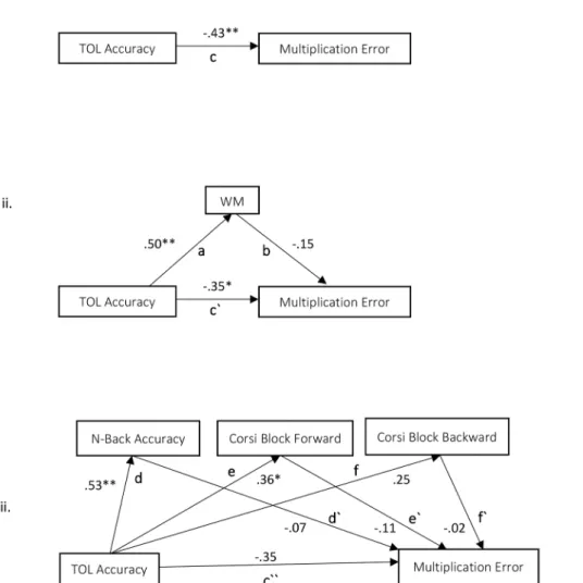 Figure E1. Path analysis model tested the mediator role of aggregated and non-aggregated WM measures in the