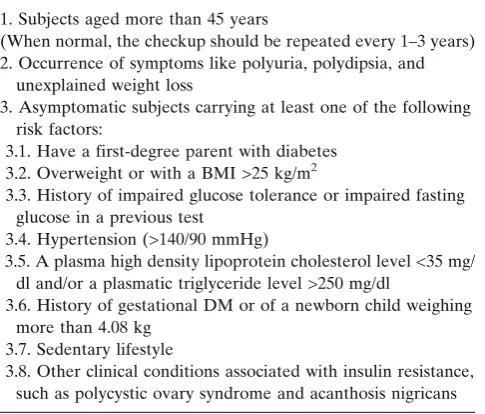 Table 2 The WHO criteria for DM diagnosis (adapted from Mayfield [30])