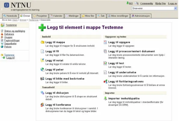 Figure 2.2: Features availiable in It’s Learning