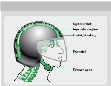 Fig. 2.3: Components of a helmet (Source: WHO, 2006) 