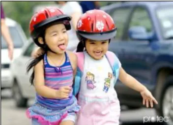 Fig. 2.7: Children playing in the street and wearing Protective Helmets  Source: Asia Injury Prevention Foundation, 2006-2007) 