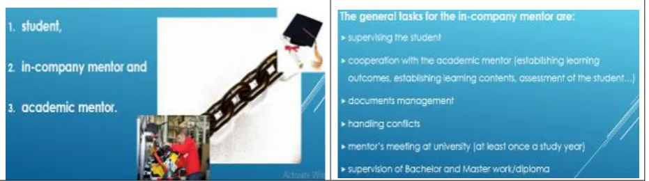 Fig. 1. Selected slides of the Profile of a good company mentor 