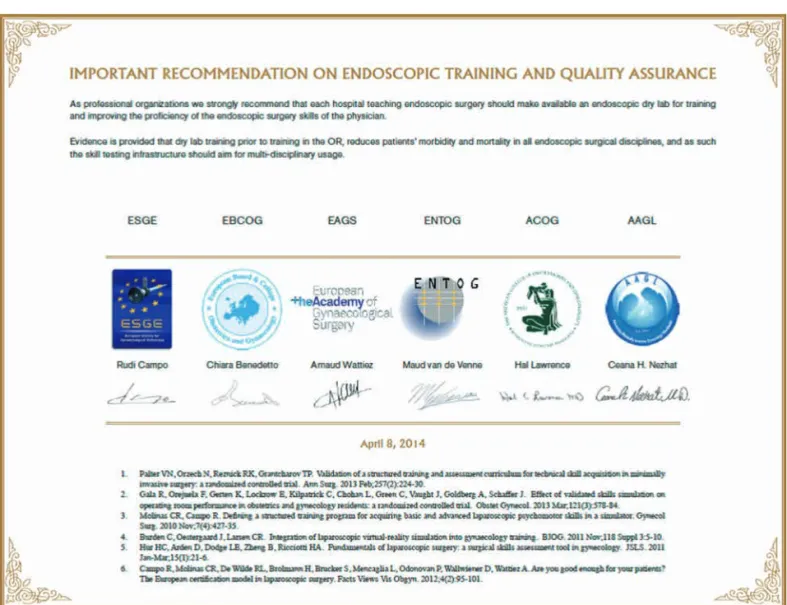 Fig. 1. — Joint recommendation on endoscopic training and quality assurance