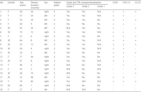 Fig. 1 The grades of lymphoid neogenesis in idiopathic dacryoadenitis. a Grade 1 was defined as lymphocytic aggregates corresponding to10–20 radial cell counts (arrow)
